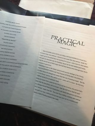 1998 Warner Bros Practical Magic Exclusive Production Notes/Set Pictures Pack 3