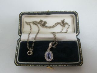 Vintage 925 Sterling Silver Amethyst Crystal Signed Tggc Pendant Necklace