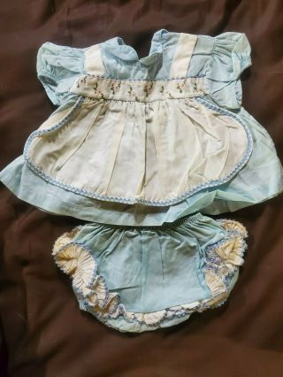 Vtg Duets Littlecraft Baby Girl Solid Blue Short Set Outfit Ruffled Rubber Pants