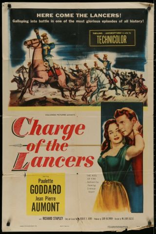 Charge Of The Lancers Paulette Goddard 1954 One Sheet Movie Poster 27 X 41