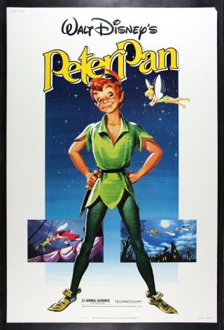 Peter Pan ✯ Cinemasterpieces Huge 40x60 Disney Movie Poster 1982r