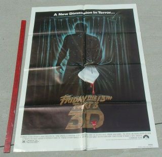 Vintage 1982 Movie Poster Friday The 13th Part 3 3d