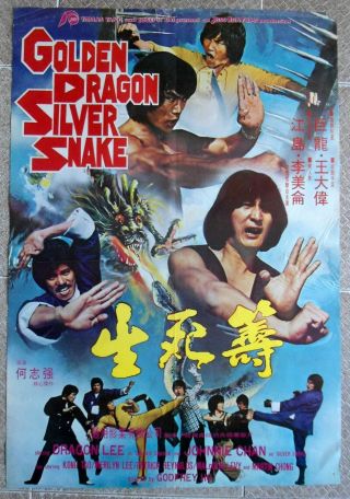 Golden Dragon Silver Snake China 21x31 " Kung Fu Hong Kong Film Movie Poster 1980
