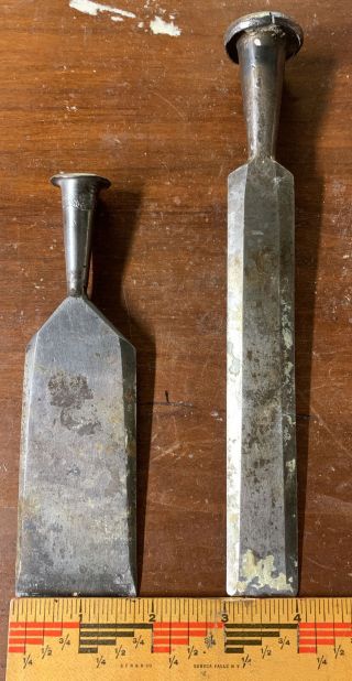 Vintage Set Of 2 Hibbard Spence Bartlett Co H.  S.  B.  Chisels (1 5/8 " And 1” Wide