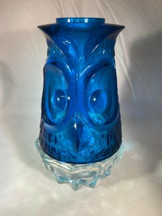 Vintage Viking Glass Blue Owl Fairy Lamp
