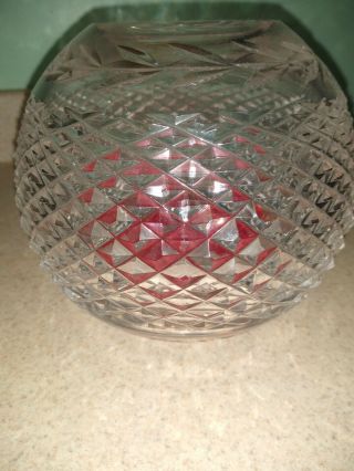 Vintage Waterford Crystal Rose Bowl Vase Diamonds Leaves Cuts