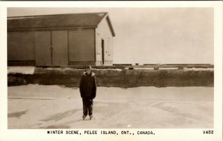 Pelee Island Ontario Canada Winter Scene Vintage Real Photo Postcard