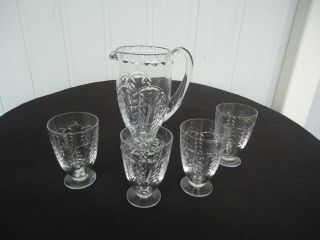Vintage Antique Webb Corbett Cut Crystal Cordial Jug Water Set And 4 Glasses