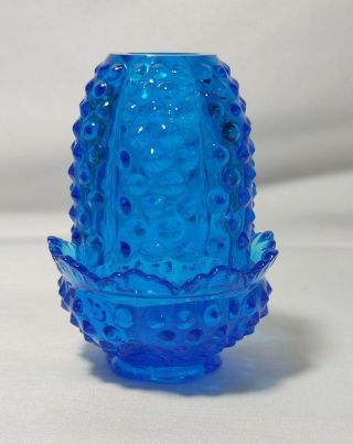 Vintage Fenton Glass Hobnail Colonial Blue Fairy Courting Candle Lamp Tea Light