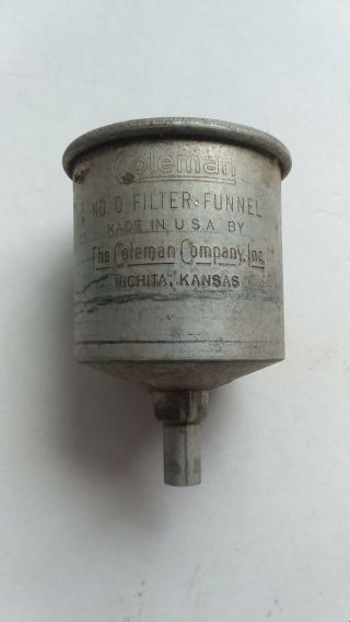 Vintage Coleman Lantern & Stove 0 Filter Funnel Aluminum With Blue Filter