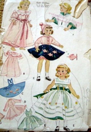 Great Vtg 1950s 18 " Doll Clothing Sewing Pattern