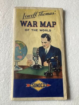 Vintage Sunoco War Map Of The World Wwii 1940’s Gas Station