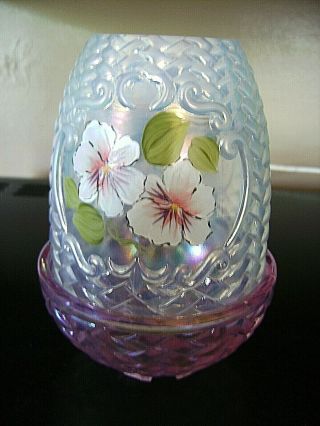 Fenton - K.  Riley (hp) Pink/white Opal Fairy Lamp -