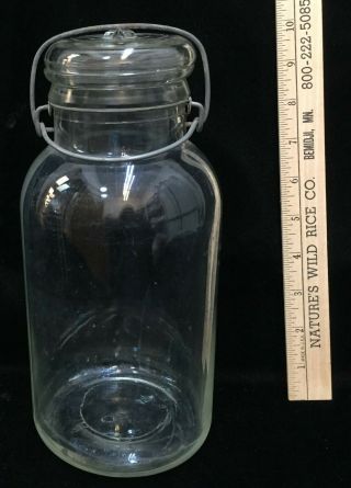 Vintage Clear Half Gallon Mason Jar W/ Wire Bail Lid 8