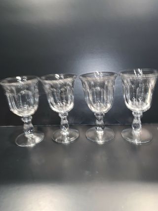 4 Vintage Imperial Old Williamsburg Clear Water Goblets