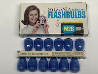 Vintage Box Of 12 Sylvania Blue Dot Flash Bulbs M2b