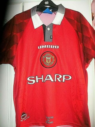 Vintage Manchester United 1996 1998 Football Shirt Sharp Umbro No 20 Small