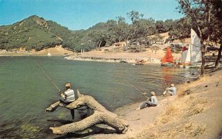 Lopez Lake,  Ca Recreation Area Camping Fishing Pismo Beach 1976 Vintage Postcard