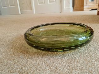 Whitefriers.  Retro Controlled Bubble Glass Bowl In Sea Green