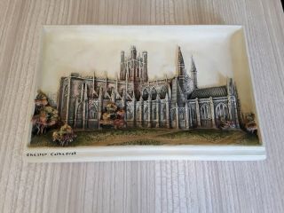 Vintage Ivorex 3d Wall Plaque Of Chester Cathedral Hand Painted 30 X 19cm Gc