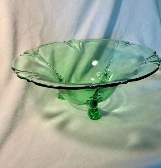 Heisey Glass Empress Moongleam Dolphin 3 Footed Bowl 11 "