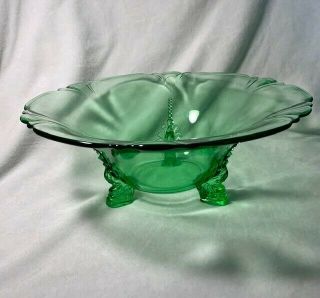 Heisey Glass Empress Moongleam Dolphin 3 Footed Bowl 11 