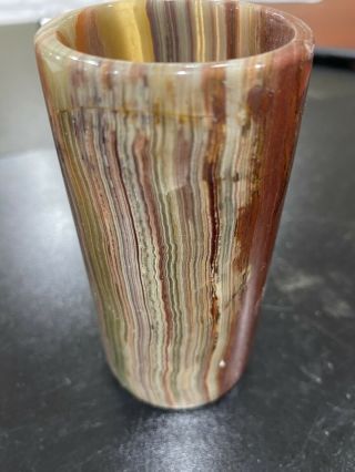 Carved Stone Marble Onyx Alabaster Jade Agate Vase Cup Display Stand Vintage Old