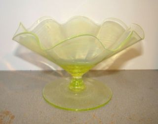 Victorian Glass Vaseline Opalescent Compote Bowl