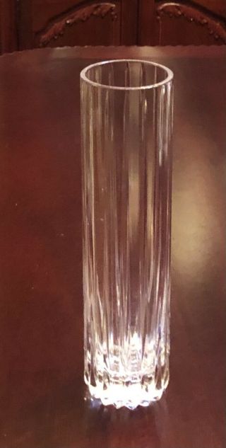 Rare Vintage Peerage By Astral 7.  75” T 2”d Crystal Cut Glass Vase Korea