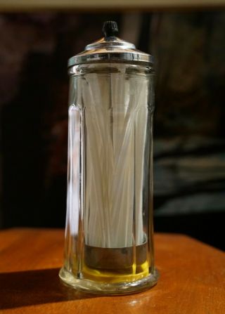 Rare Vintage Depression Glass Straw Holder Dispenser