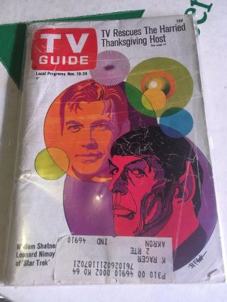 Nov 18 - 24 1967 Vintage Tv Guide Star Trek Shatner Nimoy Tv Memorabilia