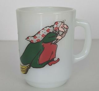 Vintage Norwegian Kitchen Witch Anchor Hocking Milk Glass Mug/cup