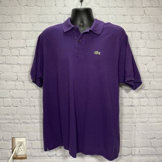 Vintage Izod Lacoste Polo Shirt Size 7 Large Purple Collared Short Sleeve