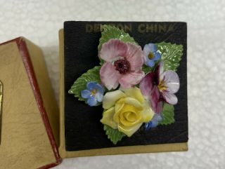 Vintage English Hand Made Bone China Flower Pin Made By”denton”
