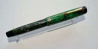 Vintage Parker Duofold Green Jade Marble Button - Fill Fountain Pen C 20 
