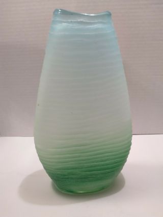 Vintage Battuto Art Deco Carlo Scarpa Style Blue & Green Art Glass Vase