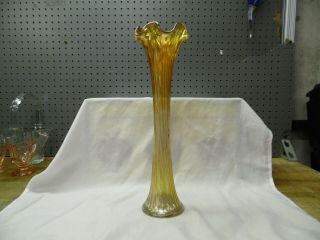 Antique Fenton Carnival Glass Vase / Marigold / Spearhead And Rib Pattern