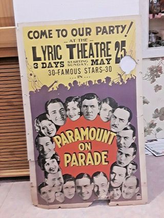 Scarce 1930 Window Card Paramount On Parade - Golden Age Stars Pictured