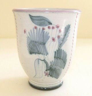 Vtg Rye Pottery Jim Elliot Vase Beaker 1949 - 52 3⅝ " 9.  2cm Signed,  Feint Hairline