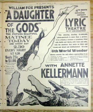 1917 Newspaper W Full Page Poster - Like Display Movie Ad " A Daughter Of The Gods "