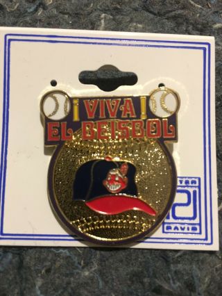 Vintage Indians Pin From 1998 Viva El Beisbol Gold Glitter Hat Pin