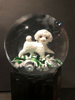 Gibson Sulfide Art Glass White Poodle Dog Paperweight Rare 2000