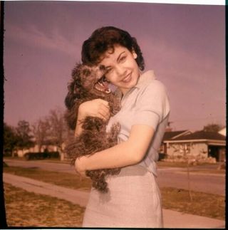 Annette Funicello With Pet Dog By Home Vintage 2.  25 X 2.  25 Transparency