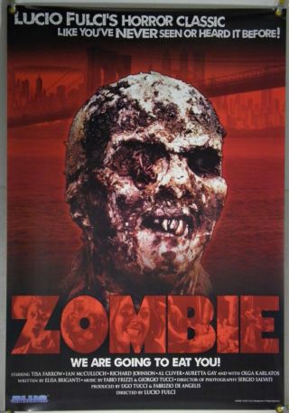 Zombie Rolled Orig 1sh Movie Poster Lucio Fulci Fabio Frizzi Gore Rr2000s (1979)