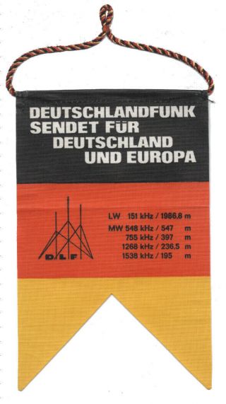 Vintage Qsl Pennant Radio Deutschlandfunk Germany Wimpel
