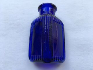 Vintage Small Triangular Cobalt Blue Poison Bottle