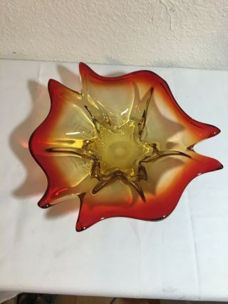 Art Glass Red And Amber Bowl Very Pretty