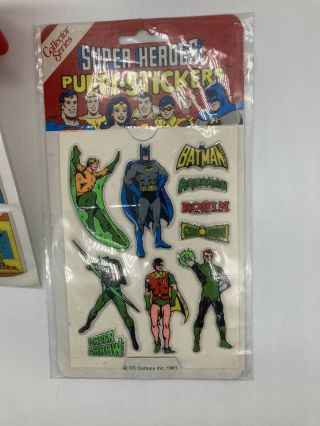 Dc Comics Vintage 1982 Stickers Batman Robin Superman Aquaman Green Lantern 3