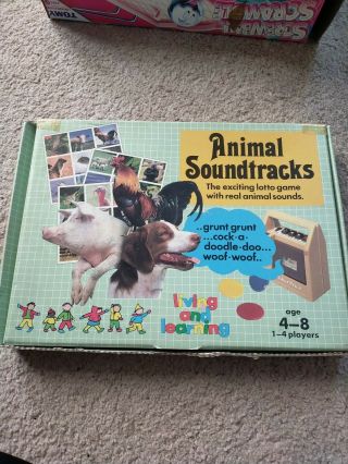 Vintage Living And Learning Animal Soundtracks Audio Cassette Lotto Board Game