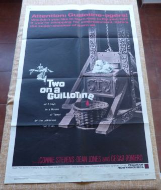 Two On A Guillotine Movie Poster,  Folded,  One Sheet,  Year 1965,  U.  S.  A.